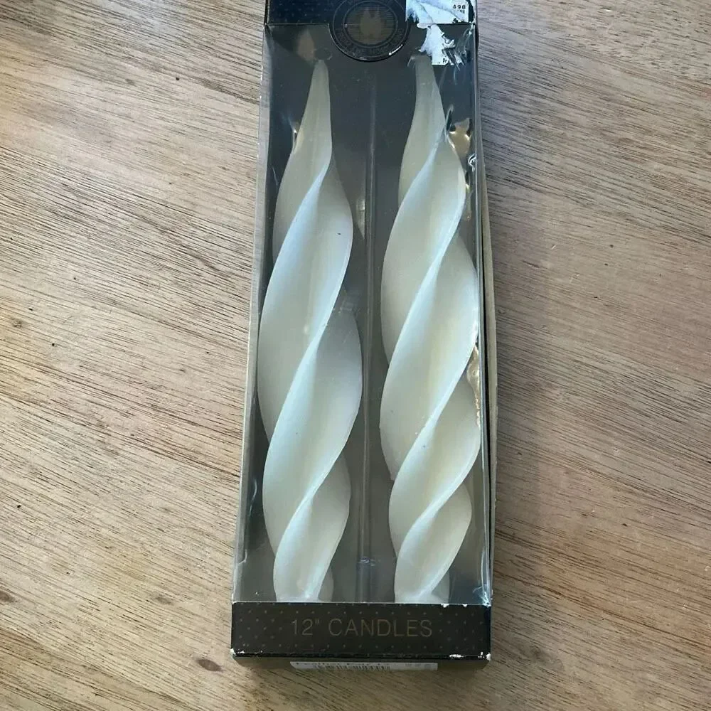 New vintage handmade in Israel feather taper candles 12 inch